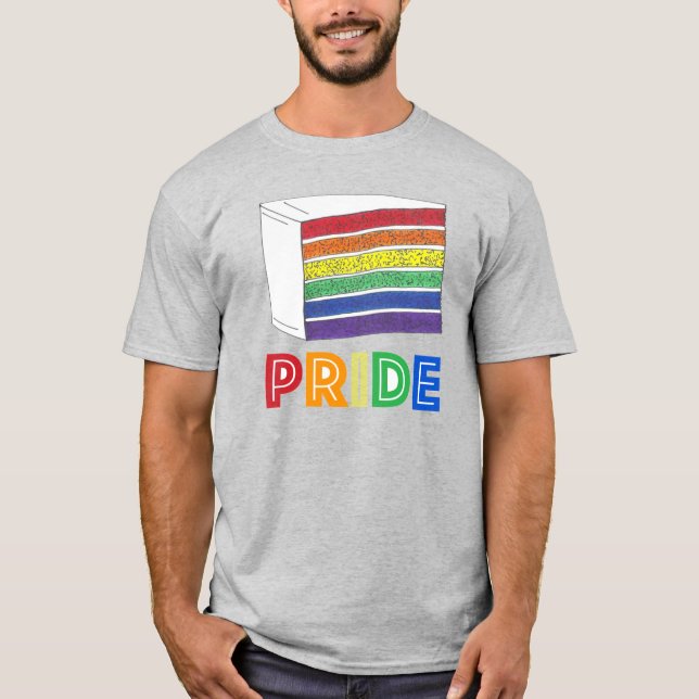 Rainbow Layer Cake Slice Heart LGBT Gay Pride Love T-Shirt (Front)