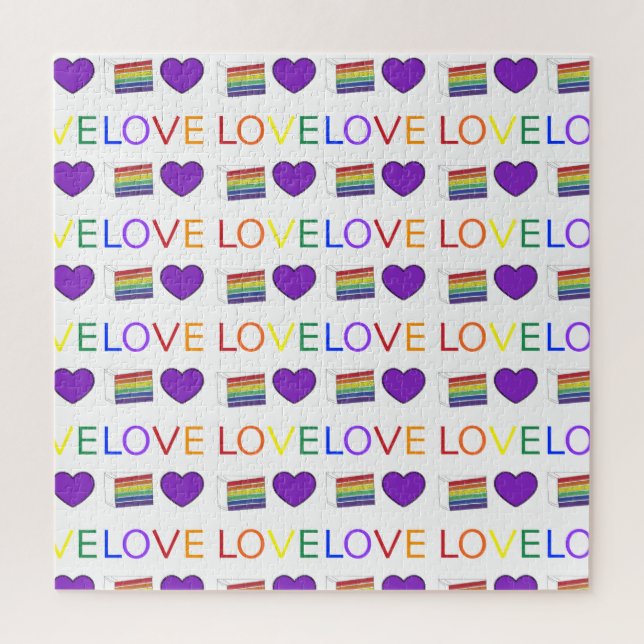 Rainbow Layer Cake Slice LGBT Gay Pride LOVE Heart Jigsaw Puzzle (Vertical)