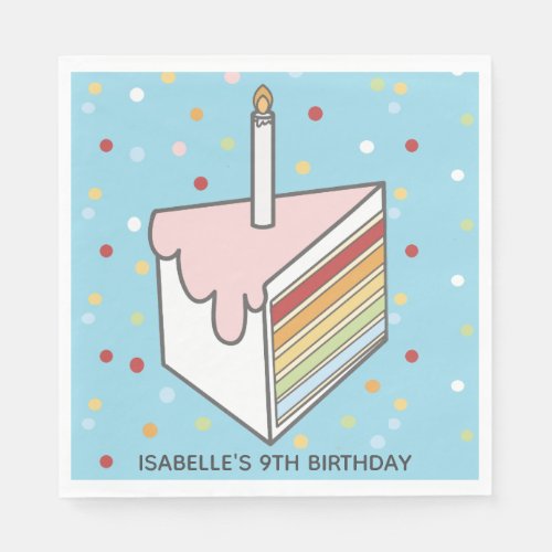 Rainbow Layered Cake Slice Dotty Birthday Napkins