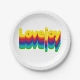 Rainbow Layers Lovejoy Name Label Paper Plates