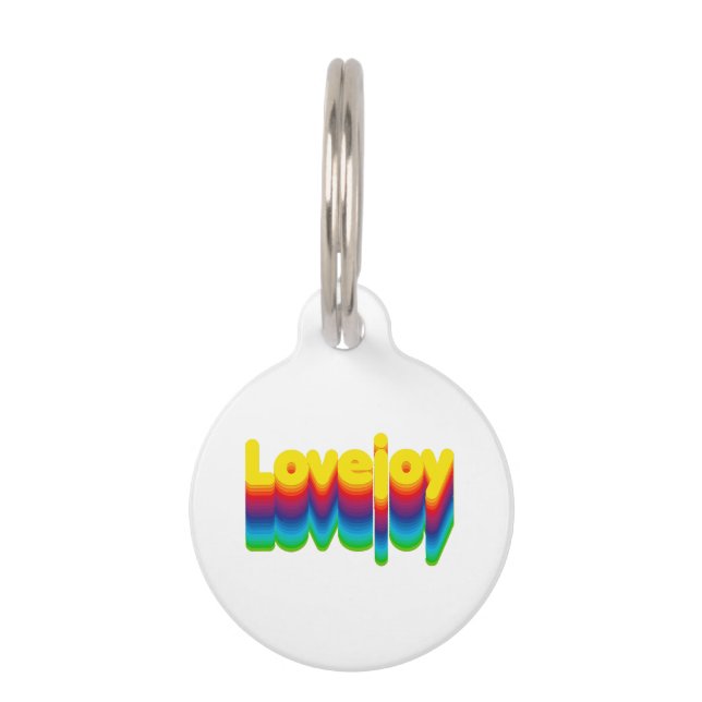 Rainbow Layers Lovejoy Name Label  Pet ID Tag (Front)
