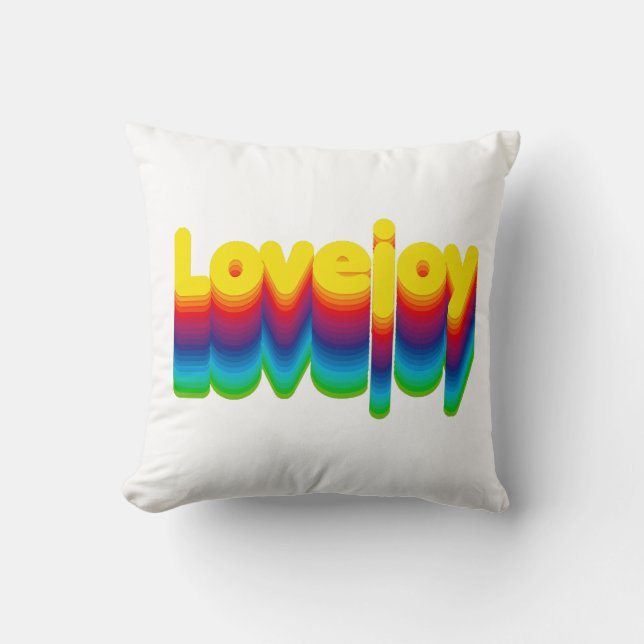 Rainbow Layers Lovejoy Name Label  Throw Pillow (Front)