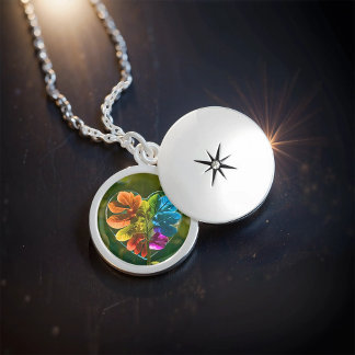 Rainbow Leaf Heart Necklace Nature