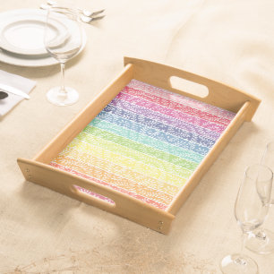 Rainbow Leaf Pattern Colorful Modern Cutting Board Serving Tray