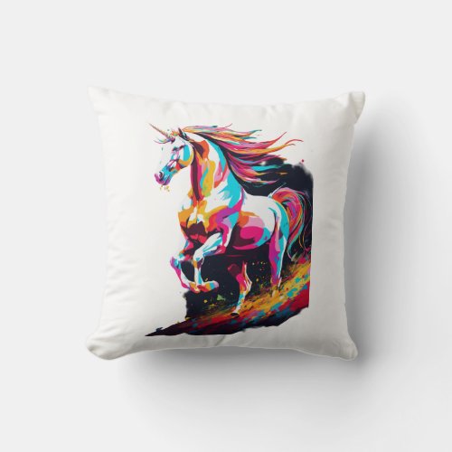 Rainbow Leap Unicorn Magic Throw Pillow