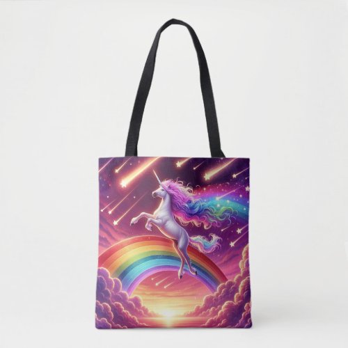 Rainbow Leap Unicorn Tote Bag