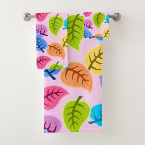 rainbow leaves bath towel set