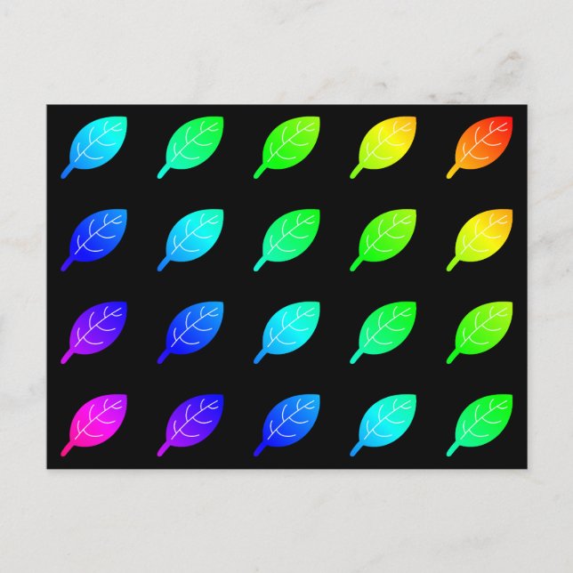 Rainbow Leaves Colorful Multicolor Leaf Symbols Postcard (Front)