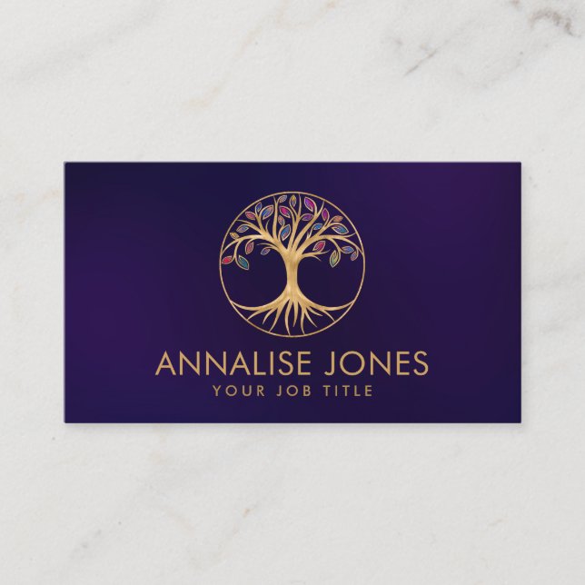 Rainbow leaves Tree of life Business Card (Front)