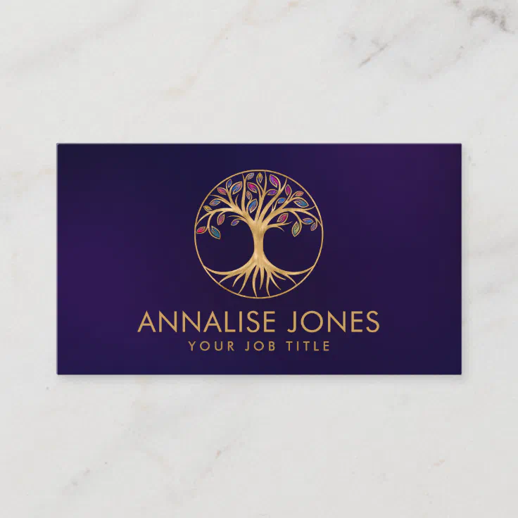 Rainbow leaves Tree of life Business Card | Zazzle