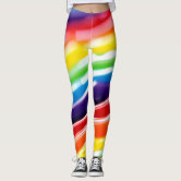 Outlined Rainbow Stripes Black Leggings