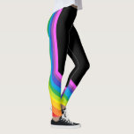 Rainbow Leggings Black And Rainbow Stretch Pants at Zazzle