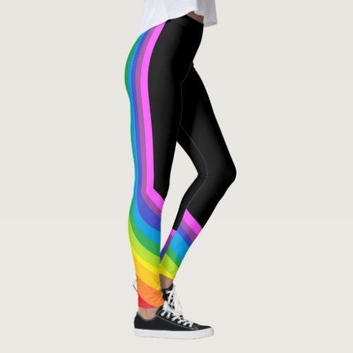 Rainbow Leggings Black and Rainbow Stretch Pants