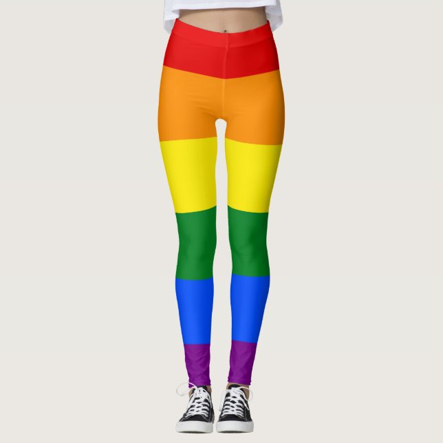 Rainbow Leggings, Colorful Leggings for Women (Front)