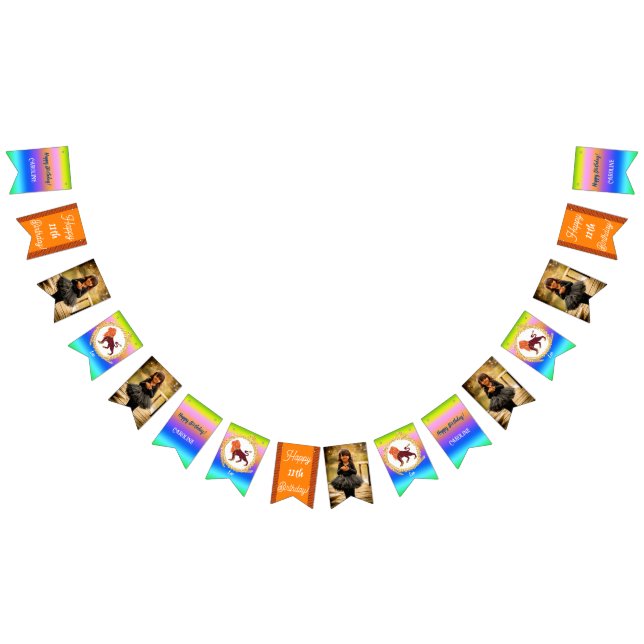 Rainbow Leo Glitter Birthday Party Bunting Flags (All)