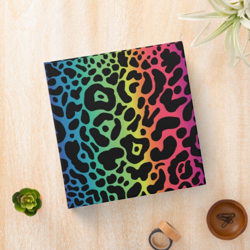 Rainbow Leopard 3 Ring Binder