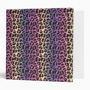 Rainbow Leopard Animal Print Pattern 3 Ring Binder