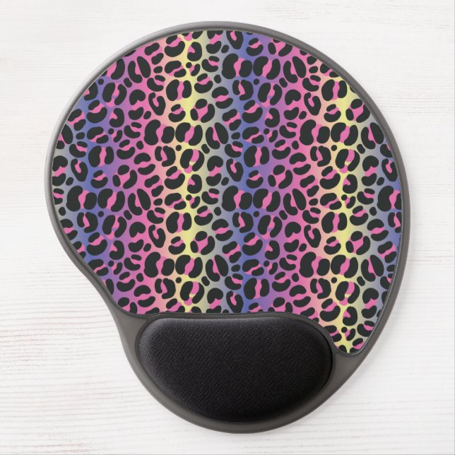 Rainbow Leopard Animal Print Pattern Gel Mouse Pad (Front)