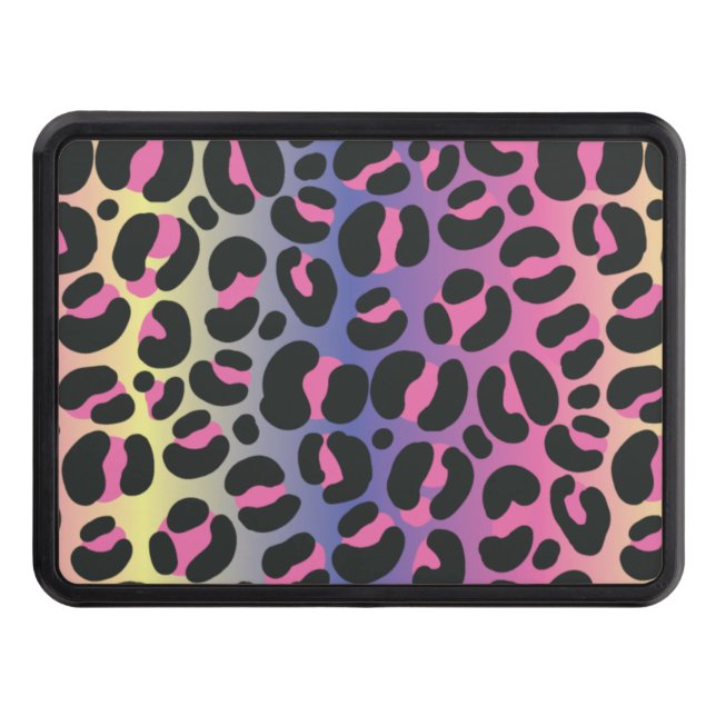Rainbow Leopard Animal Print Pattern Hitch Cover (Front)