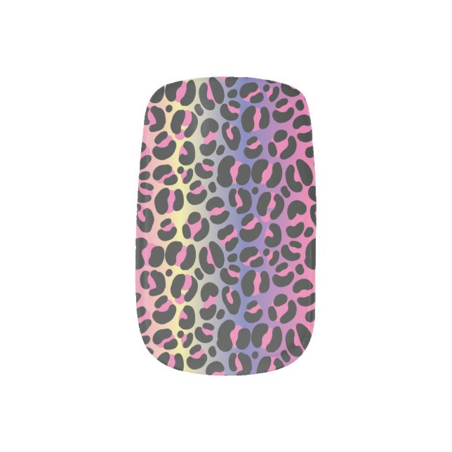 Rainbow Leopard Animal Print Pattern Minx Nail Art (Left Thumb)