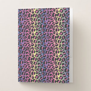 Rainbow Leopard Animal Print Pattern Pocket Folder