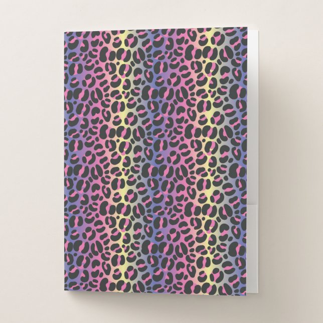Rainbow Leopard Animal Print Pattern Pocket Folder (Front)