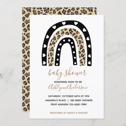 Rainbow Leopard Baby Shower Invitation