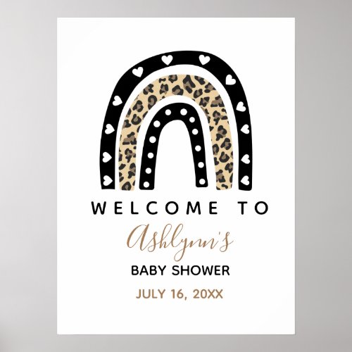 Rainbow Leopard Baby Shower Poster