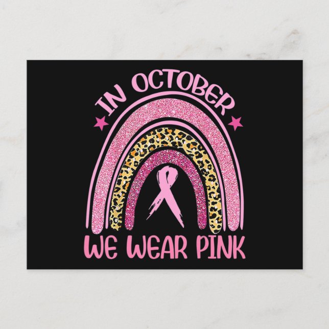 Rainbow Leopard Breast Cancer Awareness October We Postcard (Front)