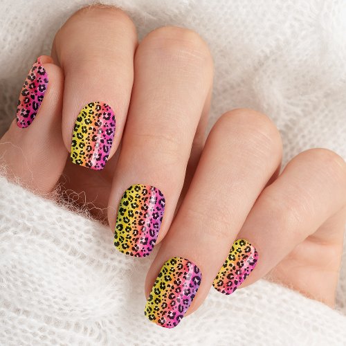 Rainbow Leopard Cheetah Animal Print Pattern Minx Nail Art