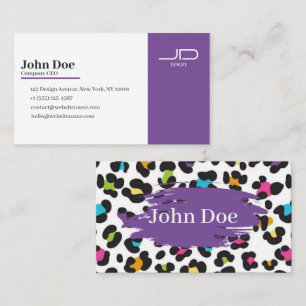 Rainbow Leopard Cheetah Colorful Animal Print  Business Card