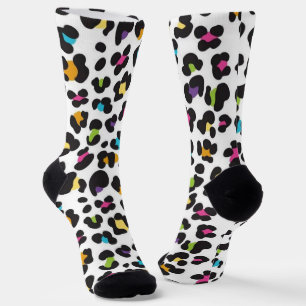 Rainbow Leopard Cheetah Colorful Animal Print Socks