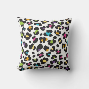 Rainbow Leopard Cheetah Colorful Animal Print Throw Pillow