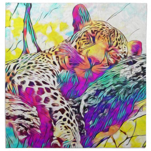 Rainbow leopard Cloth Napkin