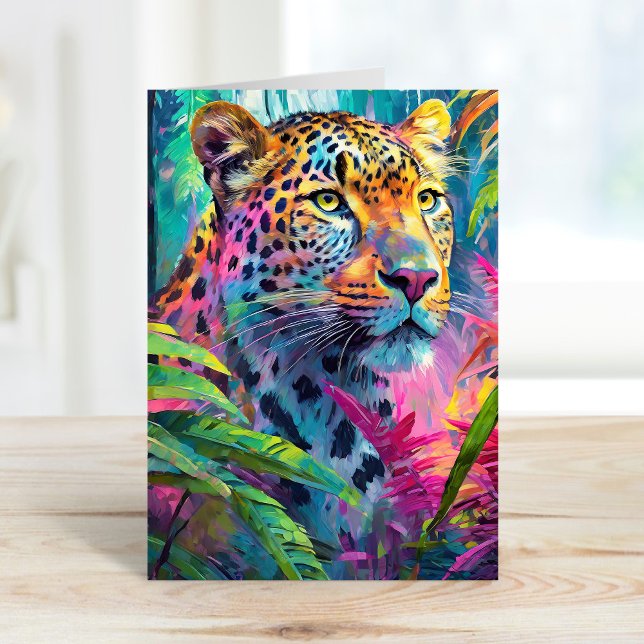 Rainbow Leopard Colorful Modern Abstract Art Card (Creator Uploaded)