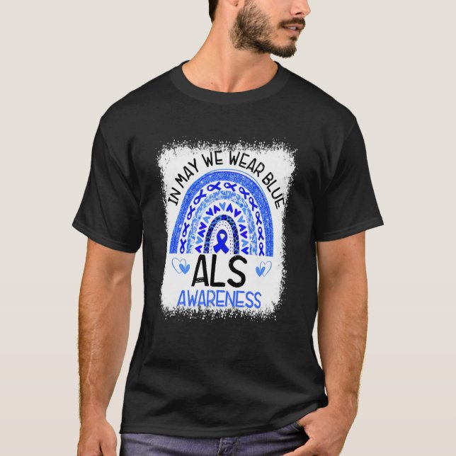 Rainbow Leopard In May We Wear Blue ALS Awareness T-Shirt (Front)
