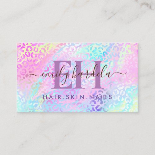 Rainbow Leopard Iridescent Professional Salon  Business Card