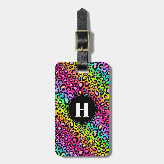 Rainbow Leopard Luggage Tag (Front Vertical)