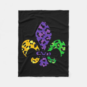 Rainbow Leopard Mardi Gras Fleur De Lis Us New Orl Fleece Blanket