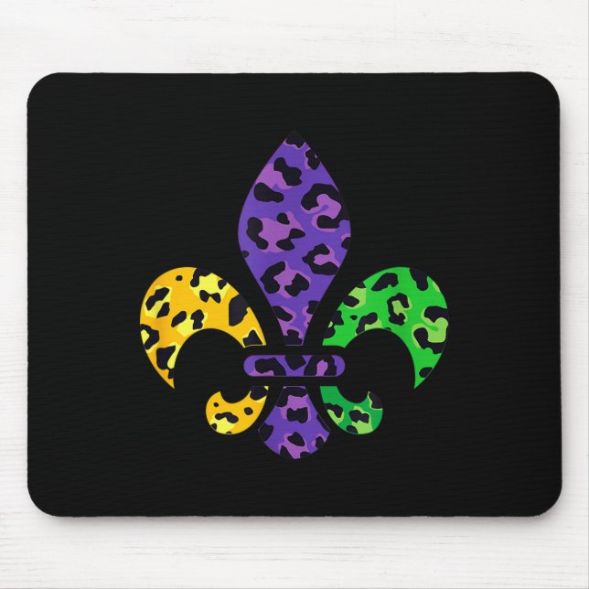 Rainbow Leopard Mardi Gras Fleur De Lis Us New Orl Mouse Pad (Front)