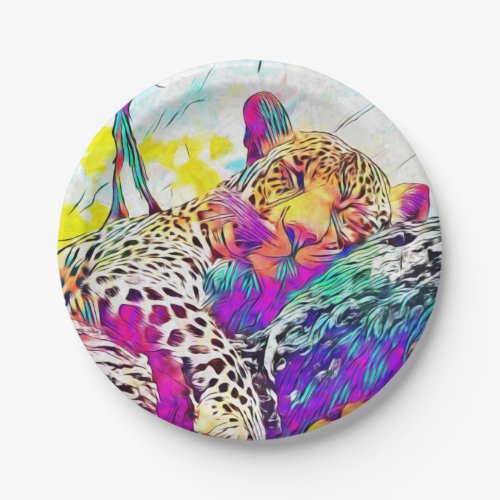 Rainbow leopard Paper Plate