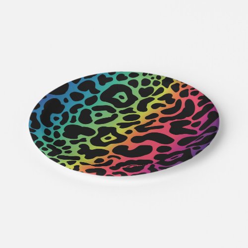 Rainbow Leopard Paper Plate