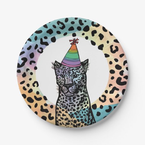 Rainbow Leopard Paper Plates Birthday Party