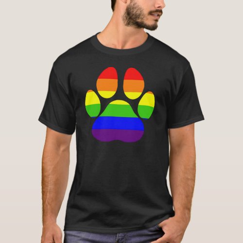 Rainbow Leopard Paw T_Shirt