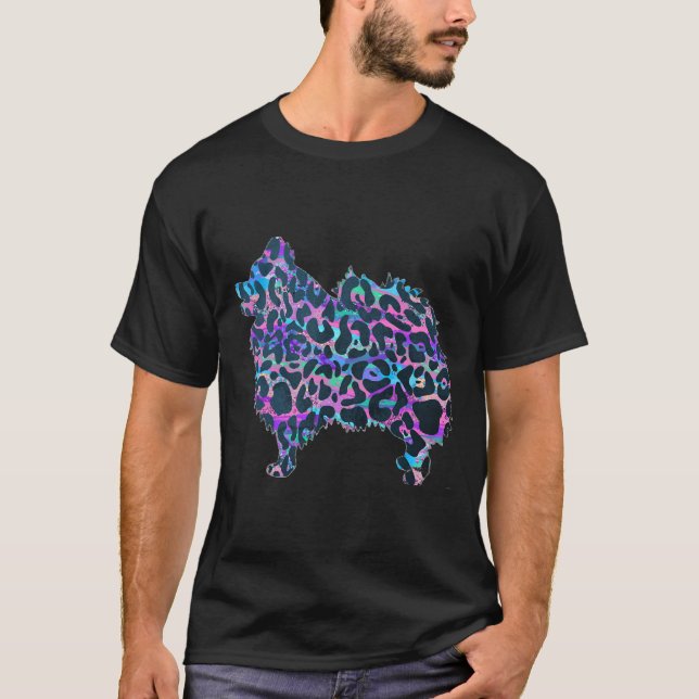 Rainbow Leopard Pomeranian T-Shirt (Front)