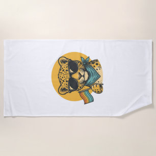 Rainbow Leopard Pride Flag Vintage Vector Design_1 Beach Towel