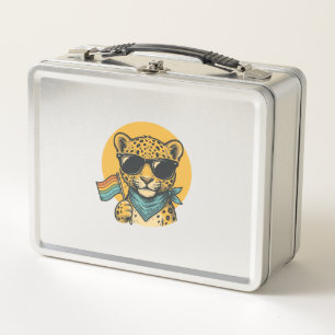 Rainbow Leopard Pride Flag Vintage Vector Design_1 Metal Lunch Box