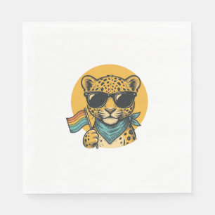 Rainbow Leopard Pride Flag Vintage Vector Design_1 Napkins