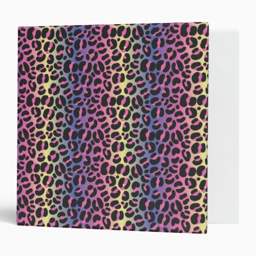 Rainbow Leopard Print 3 Ring Binder