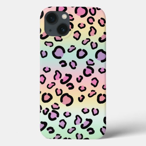 Rainbow Leopard Print Aesthetic Cheetah Pattern iPhone 13 Case
